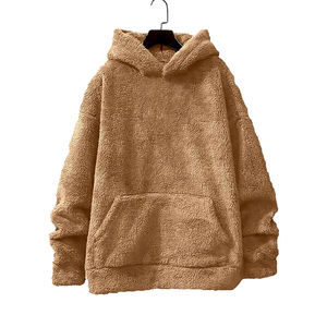 Sudaderas con capucha Sherpa para hombre hechas a medida de alta calidad, moda informal teñida lisa de algodón transpirable de gran tamaño para invierno, sudaderas con capucha para hombre - Product Image 4