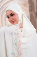 Khimar de luxe avec broderie florale, abaya pour femmes, robe de prière confortable en polyester pour le Ramadan, Telekung, couverture intégrale, vêtements islamiques