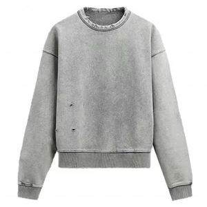 เสื้อสเวตเชิ้ตโอเวอร์ไซส์ ผ้าฝ้าย 100% แฟชั่นใหม่สำหรับผู้ชาย 380 GSM ล้างสีแบบแอซิดวอช สไตล์วินเทจ คอกลม รุ่นพื้นฐาน - Product Image 6