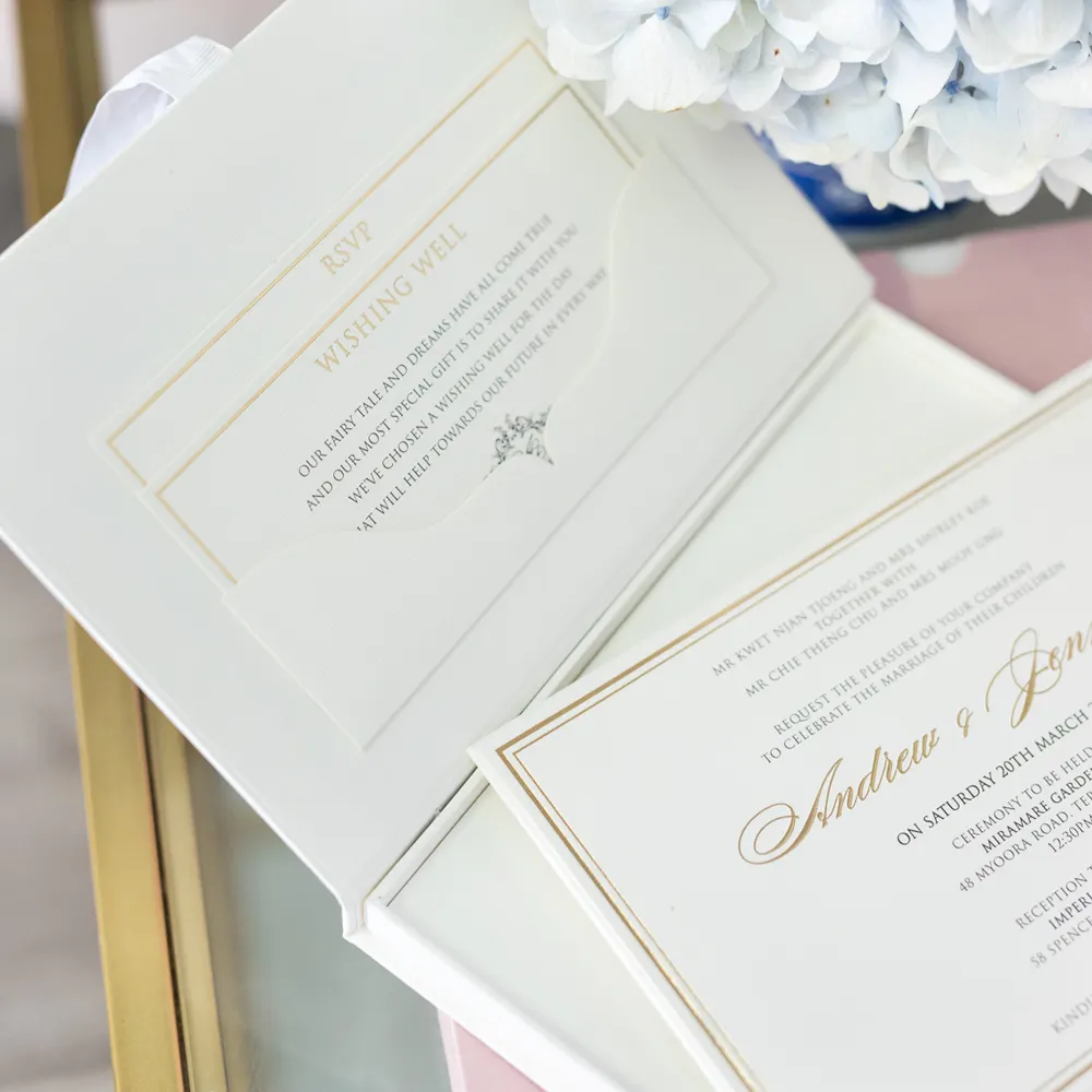 Nova Chegada Personalizado Branco Decoração Dama De Noiva Acrílico Convite Caixa De Presente De Papelão De Luxo Caixa De Convite De Casamento