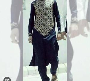 Factory Direct New Men's Casual Afghani Dress Set XS Size O-Neck 2 Piece Shirt Shalwar with Custom Embroidery ODM Supply - Product Image 2