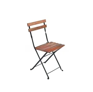 كرسي قهوة كرسي خشبي بإطار معدني مصنوع من خشب السنط الصلب مع معايير بيئية عالية