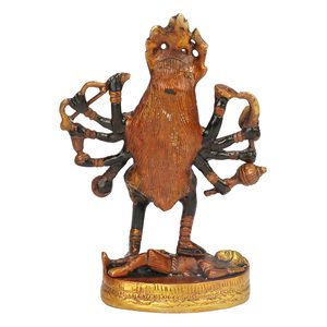Statue artisanale en laiton de la déesse Kaali Maa Mahakali, design Art Déco Shabby Chic pour la décoration de bureau et de maison, idéale pour les festivités de Diwali - Product Image 2