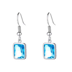 Orecchini Pendenti in Argento Sterling con Acquamarina e Cristalli - Product Image 1