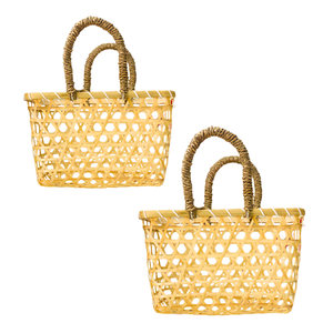 Panier cadeau artisanal en paille de bambou fait à la main avec jonc de mer élégant, parfait pour l'emballage de paniers cadeaux en toute occasion - Product Image 1
