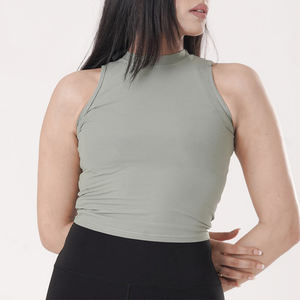 Camiseta sin mangas de algodón en blanco para gimnasio, logotipo bordado personalizado, camisetas sin mangas acanaladas de verano a granel para mujer - Product Image 5