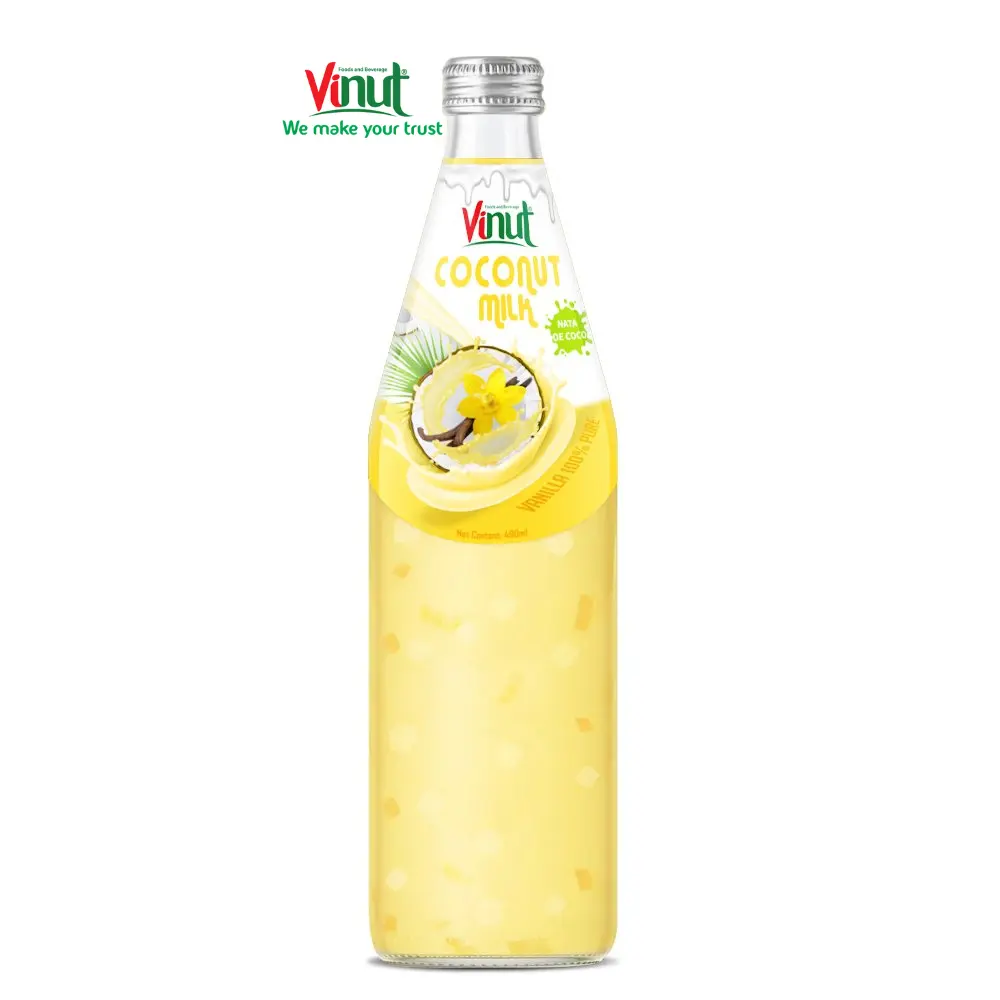490 мл стеклянная бутылка VINUT кокосовое молоко напиток с ванилью и Nata De Coco без лактозы ароматизированное кокосовое молоко для питья