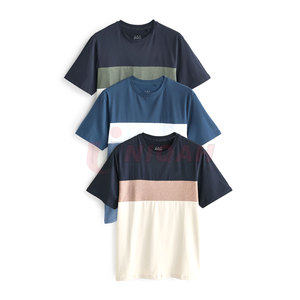 Elegantes camisetas de fibra de bambú de algodón para hombre, diseño de bloque multicolor, manga corta, cuello redondo, camisetas formales informales con estampado personalizado - Product Image 1