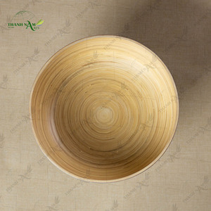 Tazón Largo para Ensalada con Base, Diseño Moderno, Hecho a Mano con Bambú Natural Ecológico, Personalizable, 30 cm de Diámetro, para el Hogar - Product Image 5