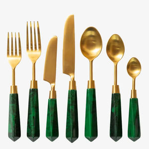 Ensemble de couverts de cuisine royal élégant couverts en acier inoxydable avec poignée en céramique verte Matériau métallique durable - Product Image 1