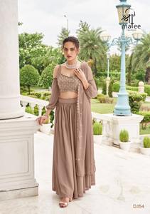 El último diseñador de seda Georgette sintética pura con trabajo de secuencia de bordado Lehenga Choli de Fab Zone - Product Image 4