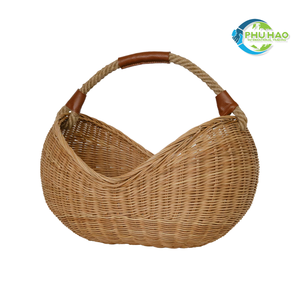 Cesta de flores tejida de ratán hecha a mano, cesta de campo VINTAGE, regalo de huevo de Pascua, cesta de Picnic con asa para todas las ocasiones - Product Image 4