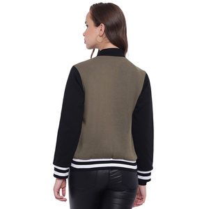 Long Sleeve Slim Fit Women's Winter <b>Canvas</b> Printed Varsity Jacket Stand Streetwear Style Comfortable Customizable Design Cotton - Product Image 2