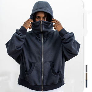 Ropa de algodón de peso pesado vintage Sudadera con capucha boxy Sun Fade Sudadera con capucha de gran tamaño French Terry Cropped Zip up Hoodies - Product Image 1