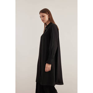 Ladies Formal <b>Embroidered</b> Floral <b>Tunic</b>-Loose Fit Poplin & Organza Black Size XL - Product Image 4