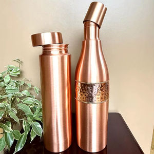 High Quality Pure Copper <b>Metal</b> Disposable <b>Water</b> <b>Bottle</b> with Straw Customized Logo Modern Design Office Use Premium Packaging - Product Image 4