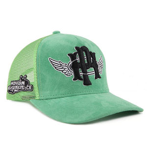Casquettes de baseball trucker en suède et maille à 6 panneaux, ajustables, avec logo personnalisé brodé, pour la plage, vente en gros - Product Image 2