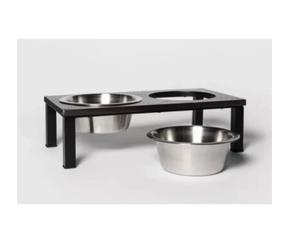 Wood and Metal <b>Dog</b> Feeder Bowl Stand Elevated Pet <b>Feeding</b> <b>Station</b> for Home - Product Image 3