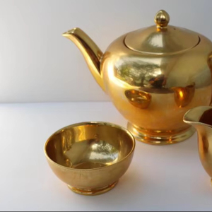 Juego de 3 piezas chapado en oro comunitario de diseño único para el hogar, Hotel y utensilios de cocina, vajilla, juego de té y café, juegos de café decorativos - Product Image 2