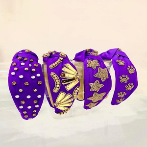 All Way India Hand Embroidered <b>Women's</b> Hair Accessories Premium Quality Latest Rhinestone Beaded Top Knotted <b>Headband</b> - Product Image 4