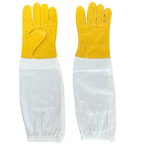 Gants d'apiculteur en cuir de vachette Premium XL Manches longues en toile Doublure en coton Prix raisonnable Sécurité apicole Protection des mains et des bras OEM - Product Image 5