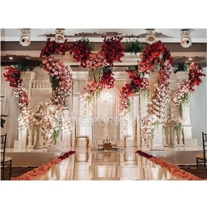 Décoration de scène de nuit de réception de mariage de rêve Décoration de scène de mariage à thème blanc contemporain Décoration de scène de mariage à thème blanc canadien - Product Image 1