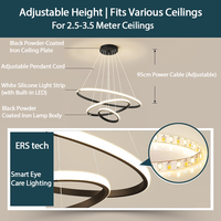 Lustre rond moderne en acrylique avec pendentif LED en forme d'anneau pour la maison, la villa, l'hôtel, le salon, la salle à manger, la chambre à coucher