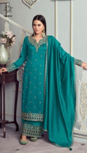 ผ้าไหมปักลายสไตล์ซาลวาร์คาเมเอซผ้าทอจากอินเดียหรูหราสง่างามสวมใส่สำหรับงานเทศกาลปาร์ตี้ปากีสถาน - Product Image 5