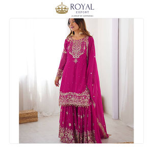 Best Quality Latest Trending Heavy Faux Georgette With Embroidery Work Wedding Wear Sharara Suit Collection for Sale - Product Image 6