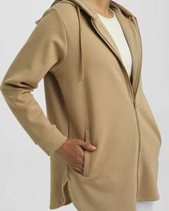Chaqueta de Invierno para Mujer al por Mayor, Personalizada, Color Beige, con Capucha, Cierre de Cremallera y Bolsillos, Nuevo Diseño, Logotipo, Estilo Casual Urbano - Product Image 3