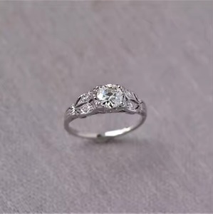Bague en or massif 14K antique, diamant de laboratoire, taille ronde, cadeau d'anniversaire de fiançailles pour mère, décor de fête pour femme - Product Image 2
