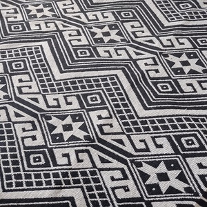 Classic Stylish Women's Jacquard Tote Bag Black White Polyester Cotton Warp Shoulder Handbag Breathable Heavyweight Upholstery - Product Image 2