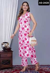 Nuevo diseñador de algodón puro Alia Cut Kurti con bordado e impreso Heavy Work Ready Made Kurti Set para mujeres Kurtis Pent Set - Product Image 4