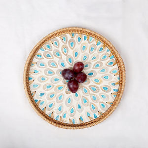 ราคาที่แข่งขันจำนวนมากหวายมือทอถาดที่ให้บริการกับแม่ของมุกฝังงานฝีมืออื่นๆ - Product Image 6