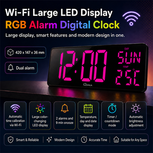 Reloj de Pared Digital LED Grande con Indicador de Temperatura, Calendario, Alarma, Reloj de Escritorio Rectangular Eléctrico para Sala de Estar - Product Image 5