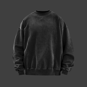 Sweat-shirt pour homme personnalisé, surdimensionné, délavé à l'acide, col rond, coton, molleton français, lourd, brodé, sweat-shirt à capuche en poudre - Product Image 2