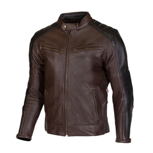 Veste de moto de course d'hiver en cuir marron noir la plus vendue pour homme avec protections en cuir véritable coupe-vent et respirant - Product Image 1