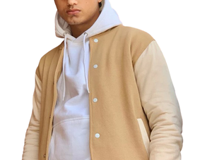 Chaqueta Varsity de Béisbol Personalizada con Logotipo, Estilo Urbano, de Forro Polar, con Bordado Chenille, Cuello Alto y Apliques para Hombre - Product Image 5