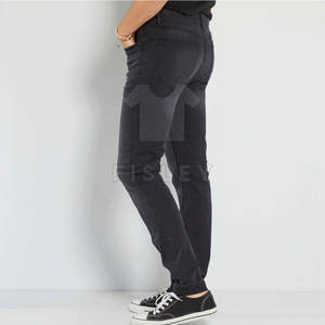 Pantalon en jean taille moyenne avec logo personnalisable très vendu pour hommes vêtements d'extérieur décontractés en coton léger tailles pour adultes motif droit - Product Image 3
