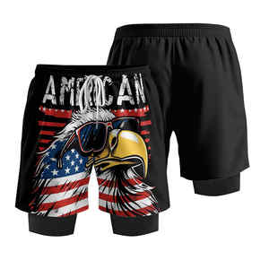 2025 superventas gimnasio corto Dry-Fit levantamiento de pesas ropa deportiva gimnasio correr ajustado y camisas hombres venta al por mayor hombres 2 en 1 pantalones cortos - Product Image 4