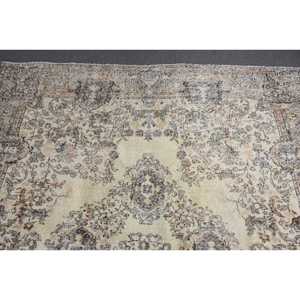 6.9x10.9 ft Rug, Turkish Vintage Rug, <b>Brown</b> <b>Wool</b> Rug - Product Image 4