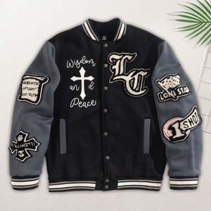 Chaqueta universitaria de diseño personalizado de fabricación de fábrica para hombre, ropa de calle al por mayor con bordado y chaquetas de hombre de calidad superior - Product Image 6