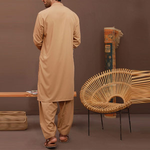 Costumes Salwar Kameez en coton pour hommes ensembles Eid Kurta Shalwar brodés à la mode traditionnelle pour adultes - Product Image 2