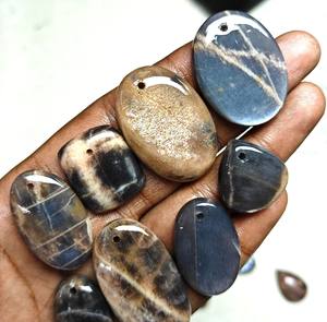 High Quality Black <b>Moonstone</b> Cabochon Hand-Polished Loose Gemstone for Jewelry Making Natural Stone Wholesale Lot Free Drill - Product Image 1