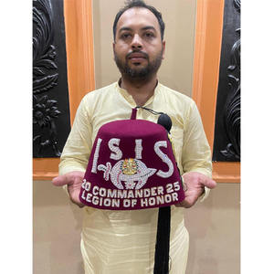 Chapeau maçonnique Fez Shriner Regalia - Bijoux artisanaux faits à la main, couleur noire, loges SHRINER, chapeau maçonnique Fez avec strass, casquette maçonnique - Product Image 6