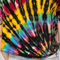 T-shirt court en toile de coton tie-dye de haute qualité, coupe ample, décontracté, sexy, col rond, séchage rapide, respirant, pour l'été, taille XL