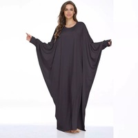 Nouveau style de mode pour femmes Abaya à manches chauve-souris, vêtements musulmans de couleur unie et ample à taille unique, robes musulmanes