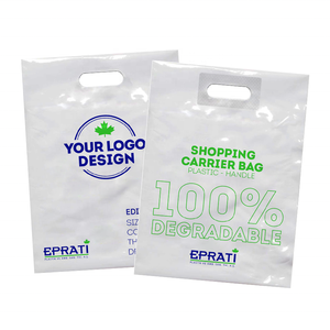 Sacs en plastique biodégradables à poignée découpée renforcée avec logo personnalisé, fabricant turc, vente en gros - Product Image 4
