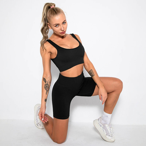 Ensemble de leggings de yoga solides deux pièces pour femmes-Gym Activewear Fitness Wear Seamless Breathable High Waist Training Clothes - Product Image 1