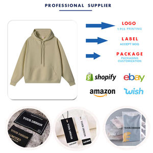 เสื้อมีฮู้ด350g สำหรับผู้ชาย, เสื้อฮู้ดสวมหัวลำลองทรงหลวมเปิดไหล่ตกสีพื้นมีฮู้ดสำหรับทุกเพศ - Product Image 4